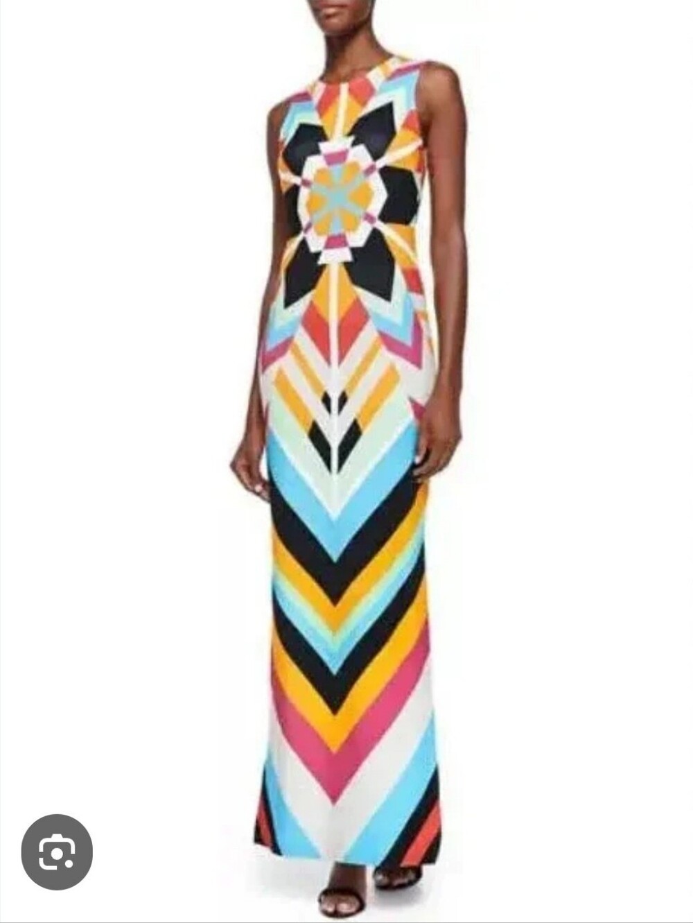 Mara Hoffman NWT L Colorful Geometric Print Stretch Maxi Dress‎ Sleeveless